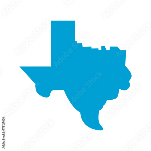 Texas United States Map Design Elements Vector Illustration with Silhouettes and Geographic Boundary