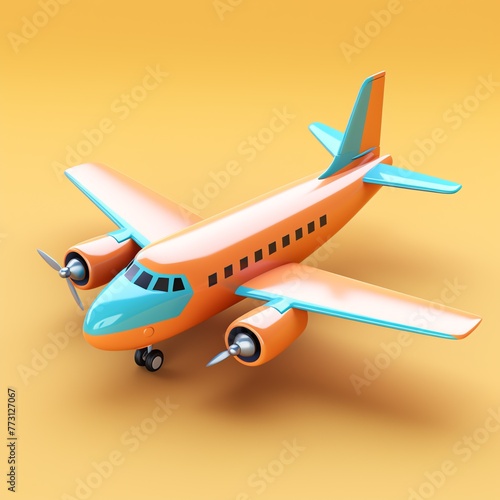 an orange and blue airplane
