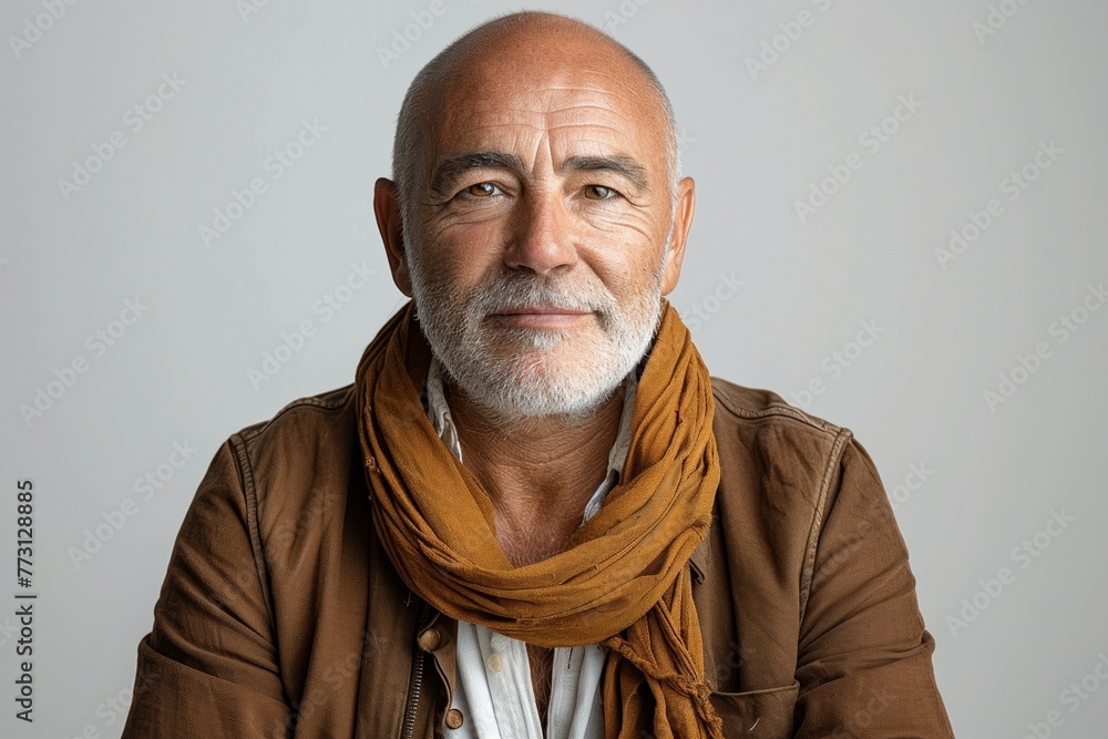 A stylish and calm grandfather, confident in his fashion, exudes wisdom and grace. A stylish and calm grandfather, confident in his fashion, exudes wisdom and grace.