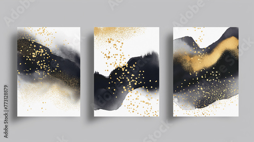 Set of cards with watercolor hand drawn blots. Abstract canvas painting templates. Illustration template for design poster  card  invitation  placard  brochure  flyer. Watercolor texture.