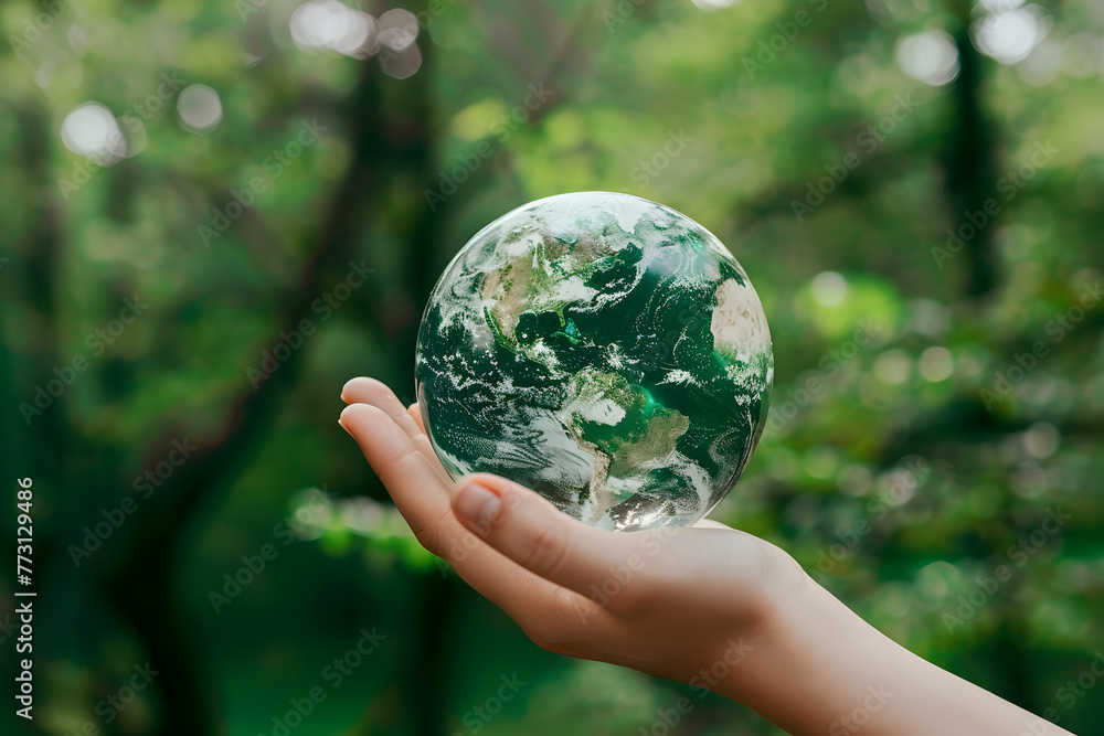 The person is holding the globe with a sense of responsibility and care. Generative AI The person is holding the globe with a sense of responsibility and care. Generative AI
