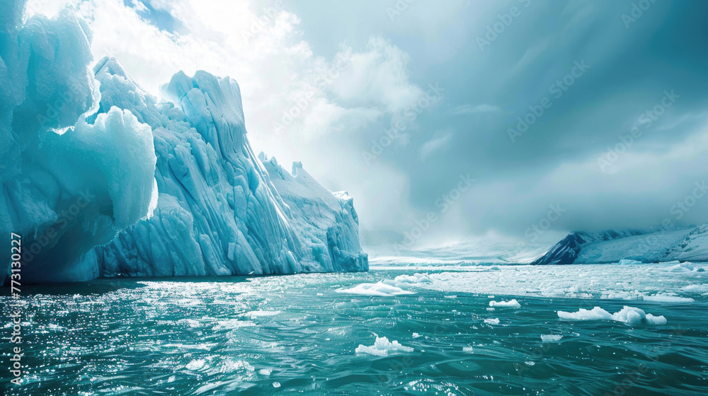 Dramatic evidence of climate change as glaciers melt - obrazy, fototapety, plakaty 