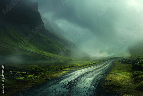 a road through a valley
