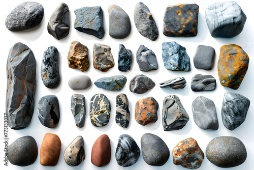 A collection of rocks with different colors and textures. Generative AI photo