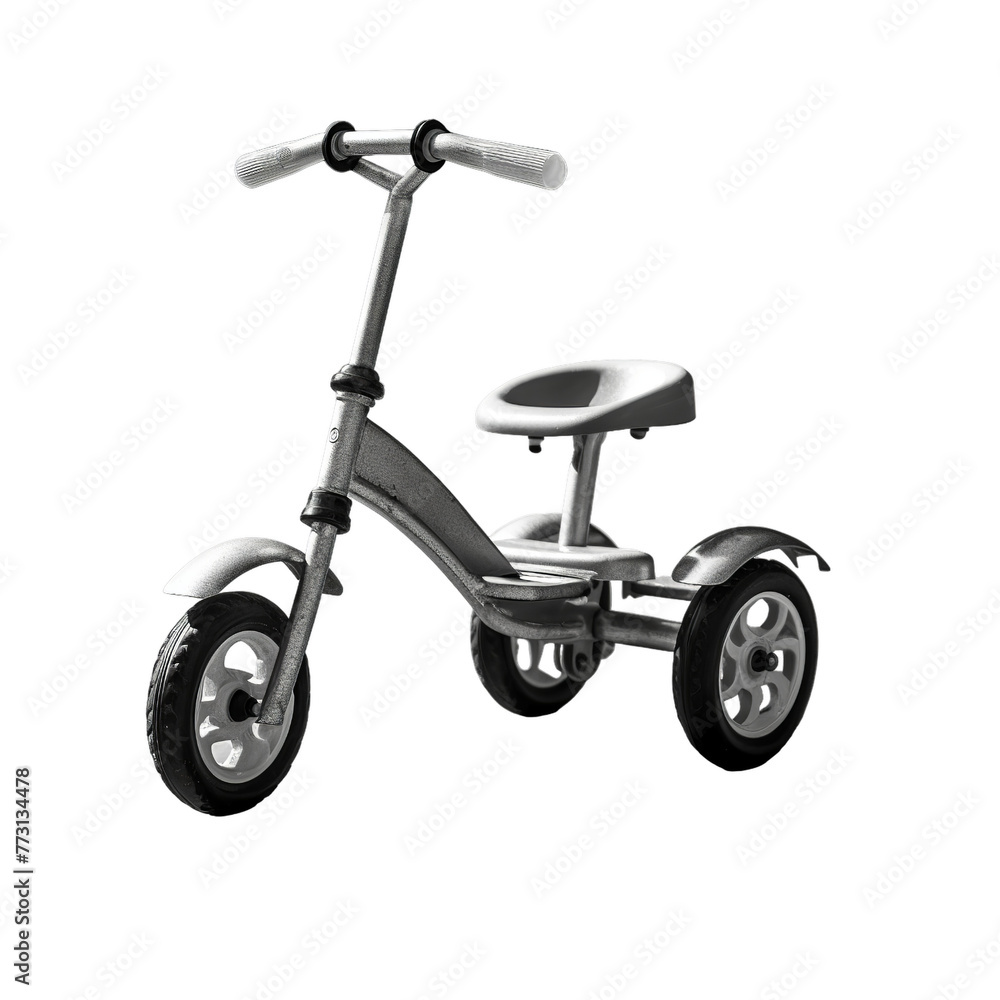 A childrens tricycle pedaled on the front wheel axle, Isolated on transparent PNG background, Generative ai