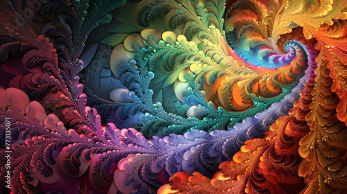 Explore colourful geometric fractal art inspired by nature, showcasing vibrant patterns and intricate designs. Colourful, geometric, fractal, art, nature. AI generative.