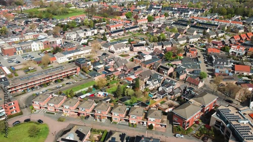 Aerial View of Netherlands Town Kaatsheuvel, Streets and Buildings photo