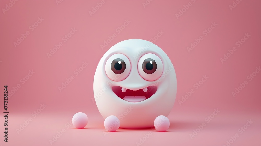 icon clay style of a cute clay character with big eyes and a smile, perfect for animation, isolated on pure pink background premium icon clay style of a cute clay character with big eyes and a smile, perfect for animation, isolated on pure pink background premium