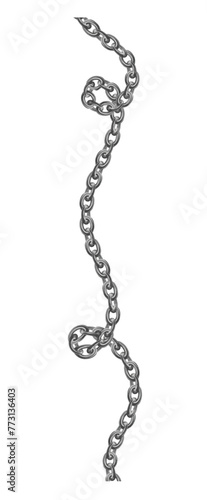 Metal chain collections. Iron steel or silver chains set. Silver shein. Vector illustration metallic border on white background for elegant ladies dress