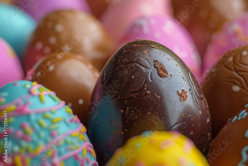 Obraz na płótnie chocolate eggs closeup, chocolate eggs, testy chocolate eggs 