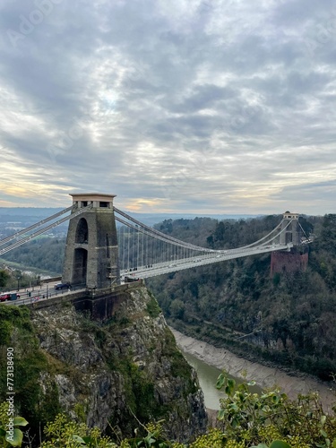 Stunning landscape featuring a suspension bridge: Bristol suspension bridge © Wirestock