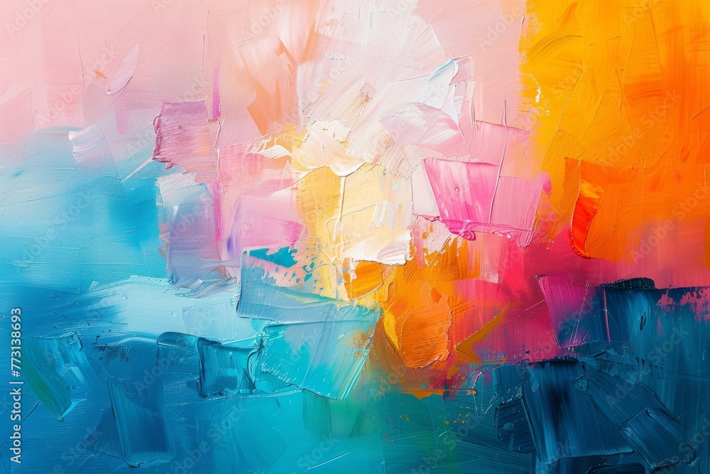 Vibrant, hand-painted oil on canvas creates a stunning abstract art piece, perfect for adding a pop of color to any room as a statement wall decor.