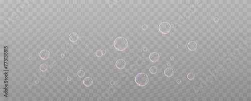 Realistic soap bubbles.Flying bubbles on a transparent background.