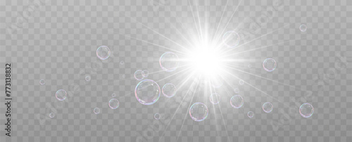 Realistic soap bubbles.Flying bubbles on a transparent background.