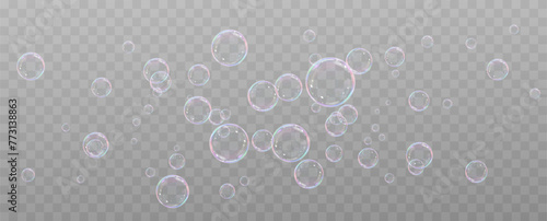 Realistic soap bubbles.Flying bubbles on a transparent background.