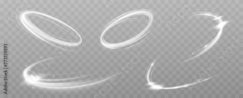 Light White Twirl.Speed ​​Lines. White line curve light effect. Smooth holiday light line with lighting effects. Light cool whirlwind. curve effect	