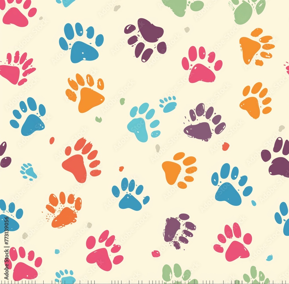 Animal Paw Prints in Various Colors Pattern Animal Paw Prints in Various Colors Pattern