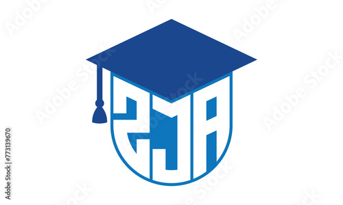 ZJA initial letter academic logo design vector template. school college logo, university logo, graduation cap logo, institute logo, educational logo, library logo, teaching logo, book shop, varsity