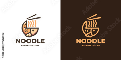 fish noodles logo vector