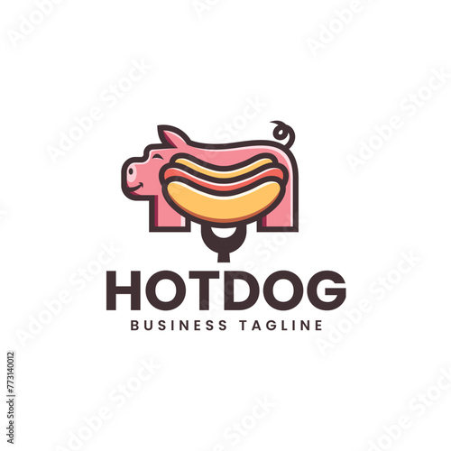 pork hotdog logo vector