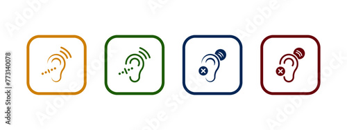 assistive listening icon vector illustration. listen icon in different color design.