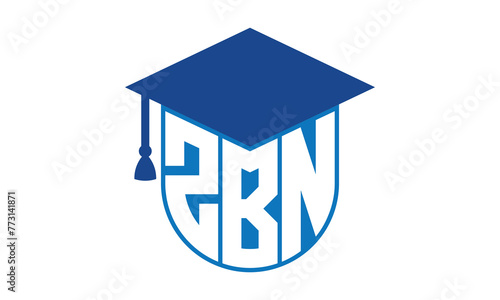 ZBN initial letter academic logo design vector template. school college logo, university logo, graduation cap logo, institute logo, educational logo, library logo, teaching logo, book shop, varsity