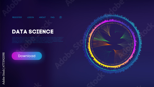 Bright Data Science Visualization on Navy Background