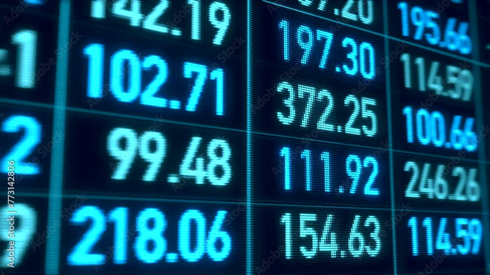 Animated digital numbers, data or financial figures in blue. Analyzing, market research, financial report. Animated digital numbers, data or financial figures in blue. Analyzing, market research, financial report.