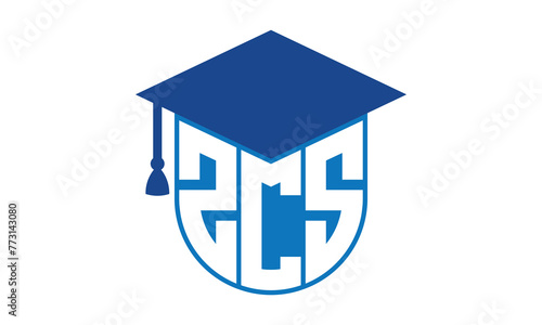 ZCS initial letter academic logo design vector template. school college logo, university logo, graduation cap logo, institute logo, educational logo, library logo, teaching logo, book shop, varsity
