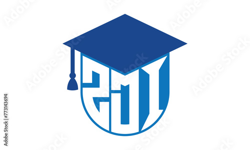 ZDI initial letter academic logo design vector template. school college logo, university logo, graduation cap logo, institute logo, educational logo, library logo, teaching logo, book shop, varsity