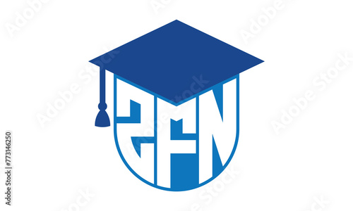 ZFN initial letter academic logo design vector template. school college logo, university logo, graduation cap logo, institute logo, educational logo, library logo, teaching logo, book shop, varsity
