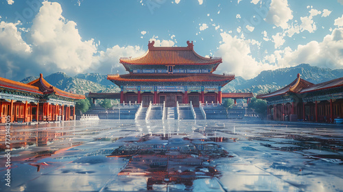 Step into the past at Tiananmen Square, an iconic destination offering a glimpse into China's storied history. AI generative. photo