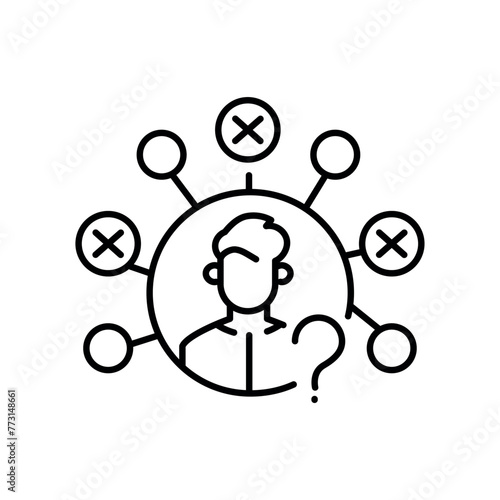 Negative personal traits line black icon. Sign for web page, mobile app, button, logo