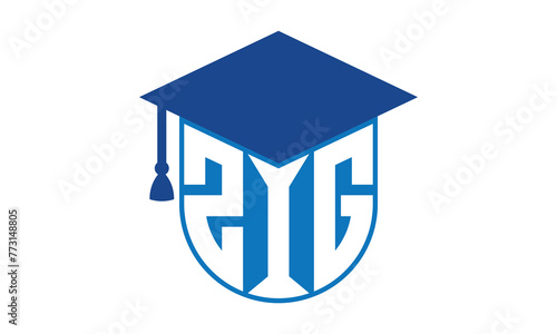 ZIG initial letter academic logo design vector template. school college logo, university logo, graduation cap logo, institute logo, educational logo, library logo, teaching logo, book shop, varsity