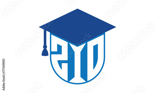 ZIO initial letter academic logo design vector template. school college logo, university logo, graduation cap logo, institute logo, educational logo, library logo, teaching logo, book shop, varsity photo