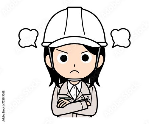 怒っている現場監督の女性