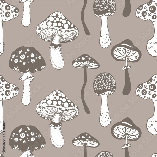 Magic mushrooms. Psychedelic hallucination. Vibrant vector illustration. 60s ...