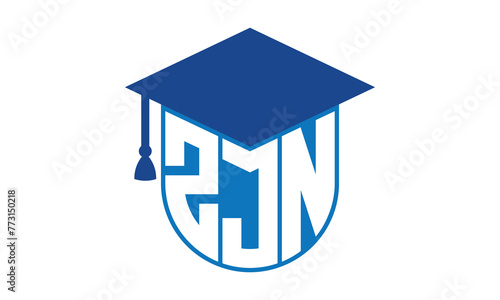ZJN initial letter academic logo design vector template. school college logo, university logo, graduation cap logo, institute logo, educational logo, library logo, teaching logo, book shop, varsity