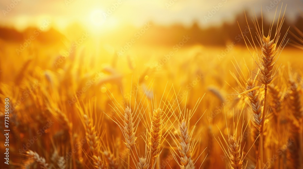 Golden Wheat Field Basking in Sunlight, Agriculture and Harvest Season Concept