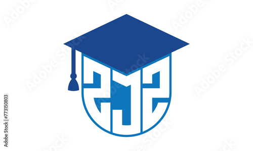 ZJZ initial letter academic logo design vector template. school college logo, university logo, graduation cap logo, institute logo, educational logo, library logo, teaching logo, book shop, varsity