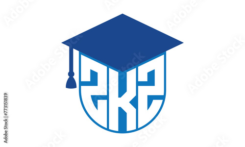 ZKZ initial letter academic logo design vector template. school college logo, university logo, graduation cap logo, institute logo, educational logo, library logo, teaching logo, book shop, varsity
