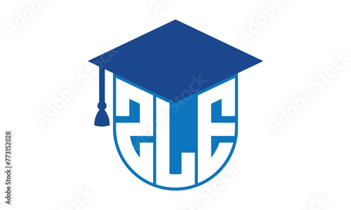 ZLE initial letter academic logo design vector template. school college logo, university logo, graduation cap logo, institute logo, educational logo, library logo, teaching logo, book shop, varsity