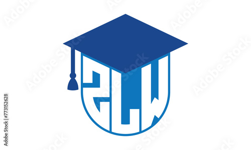 ZLW initial letter academic logo design vector template. school college logo, university logo, graduation cap logo, institute logo, educational logo, library logo, teaching logo, book shop, varsity