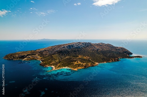 A small island sits in Aegean pelagos.