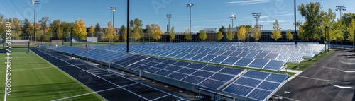 Green infrastructure and solar parking lots at a stadium