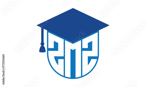 ZMZ initial letter academic logo design vector template. school college logo, university logo, graduation cap logo, institute logo, educational logo, library logo, teaching logo, book shop, varsity