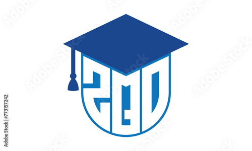 ZQO initial letter academic logo design vector template. school college logo, university logo, graduation cap logo, institute logo, educational logo, library logo, teaching logo, book shop, varsity