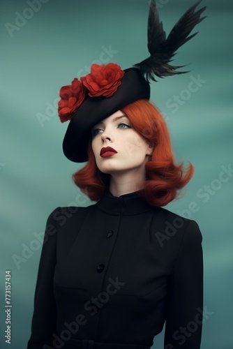 portrait of a woman with red hair photo