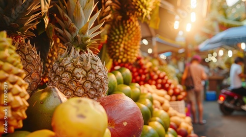 Exotic fruit market colorful array of summer tastes