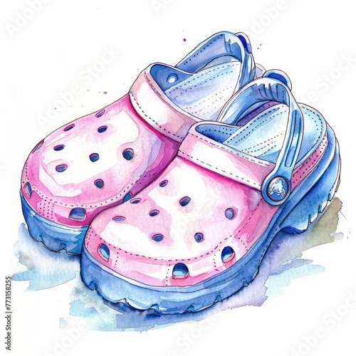 Clipart of a pair of comfortable nursing shoes watercolor tribute to the hard work